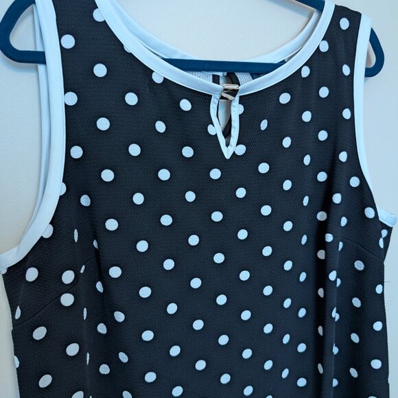 New York Clothing Company 2X black with white polka dot mini dress EUC - Picture 2 of 9